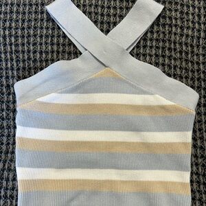 House of Harlow 1960 Blue and Tan Striped Top